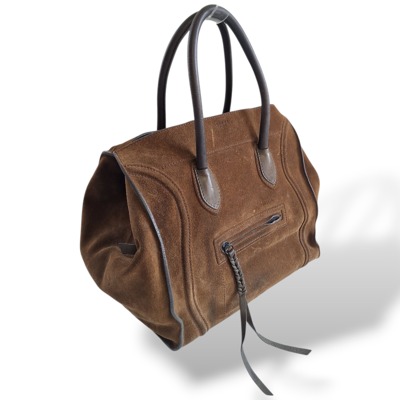 Bolsa Celine Luggage Suede Marrom Grande