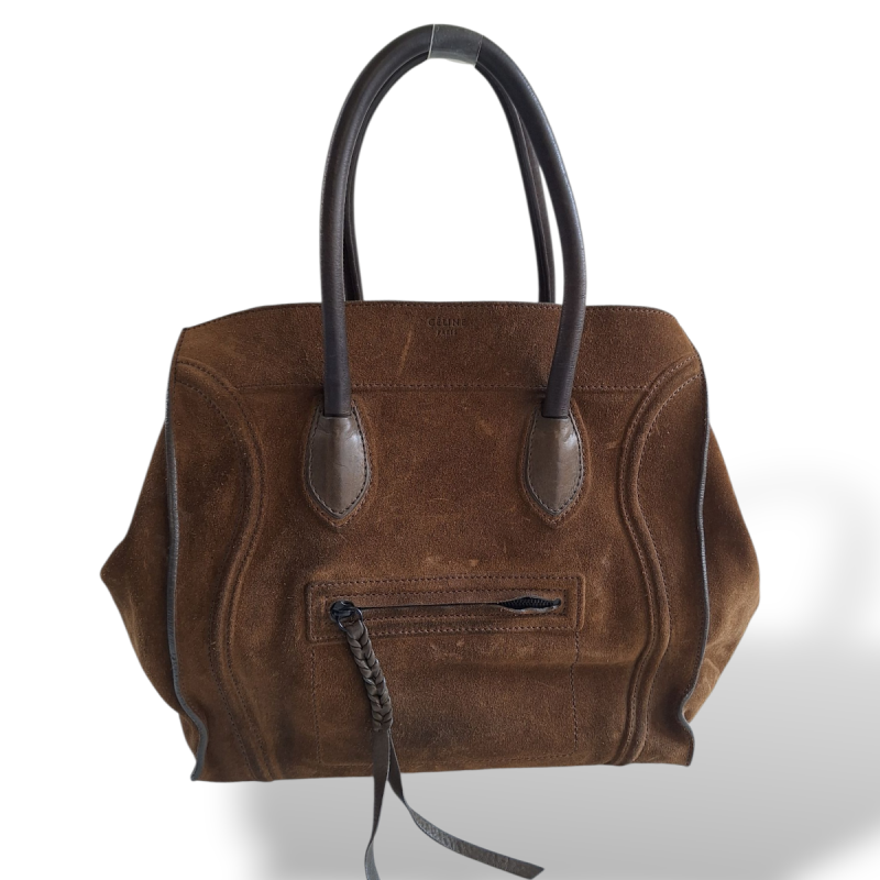 Bolsa Celine Luggage Suede Marrom Grande