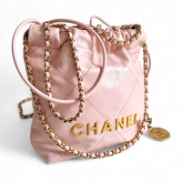 Bolsa Chanel 22 Mini Rosa Bebê Ferragem Gold