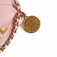 Bolsa Chanel 22 Mini Rosa Bebê Ferragem Gold