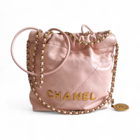 Bolsa Chanel 22 Mini Rosa Bebê Ferragem Gold
