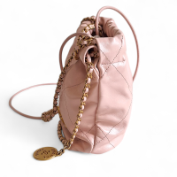 Bolsa Chanel 22 Mini Rosa Bebê Ferragem Gold
