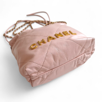 Bolsa Chanel 22 Mini Rosa Bebê Ferragem Gold