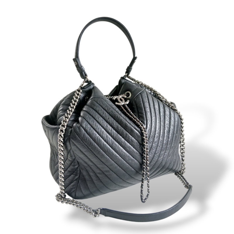 Bolsa Chanel Chevron Deerskin Preta