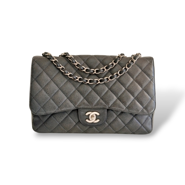 Bolsa Chanel Jumbo Single Flap Caviar Grafite 