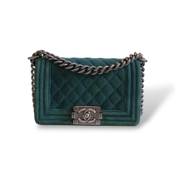 Bolsa Chanel Boy Veludo Verde