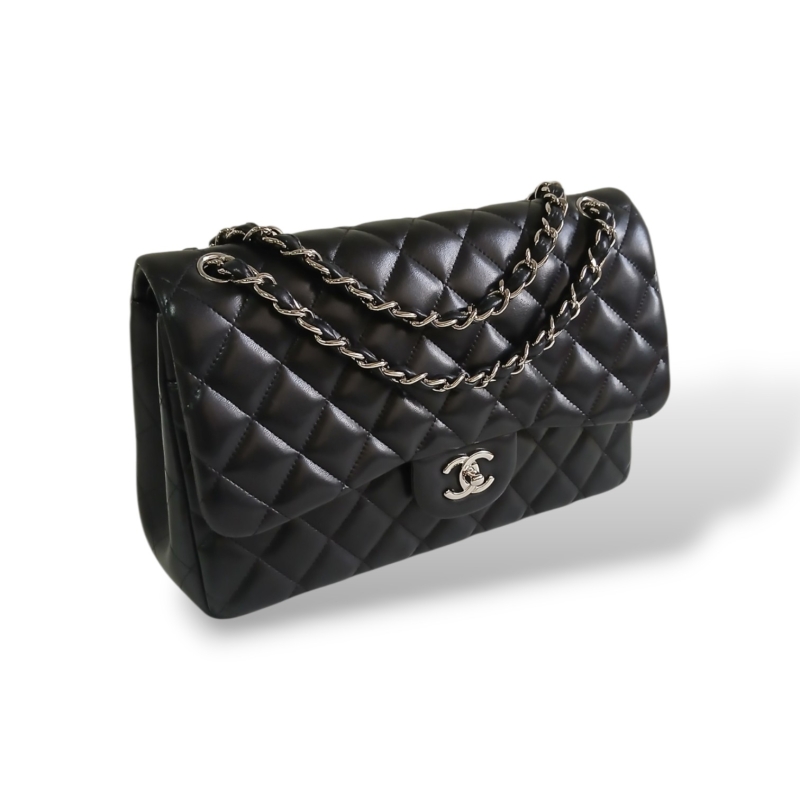 Bolsa Chanel Clássica Jumbo Double Flap Lambskin Preta 