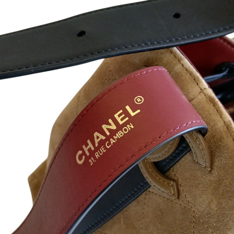 Bolsa Chanel Bucket Suede Bege 