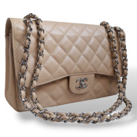 Bolsa Chanel Jumbo Classic Double Flap Caviar Bege