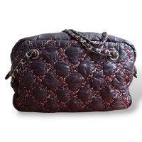  Bolsa Chanel Bubble Nylon Tweed Stitch Camera Berinjela