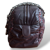  Bolsa Chanel Bubble Nylon Tweed Stitch Camera Berinjela