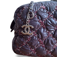  Bolsa Chanel Bubble Nylon Tweed Stitch Camera Berinjela