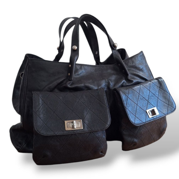 Bolsa Chanel Pocket Shoulder Couro Preta