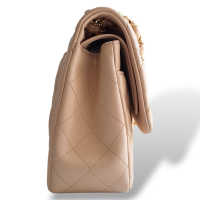 Bolsa Chanel Lambskin Bege Ferragem Dourada