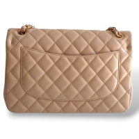 Bolsa Chanel Lambskin Bege Ferragem Dourada