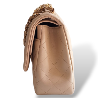 Bolsa Chanel Lambskin Bege Ferragem Dourada