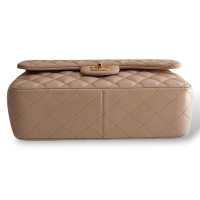 Bolsa Chanel Lambskin Bege Ferragem Dourada