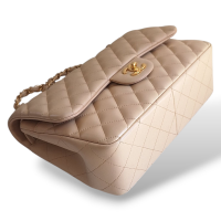 Bolsa Chanel Lambskin Bege Ferragem Dourada