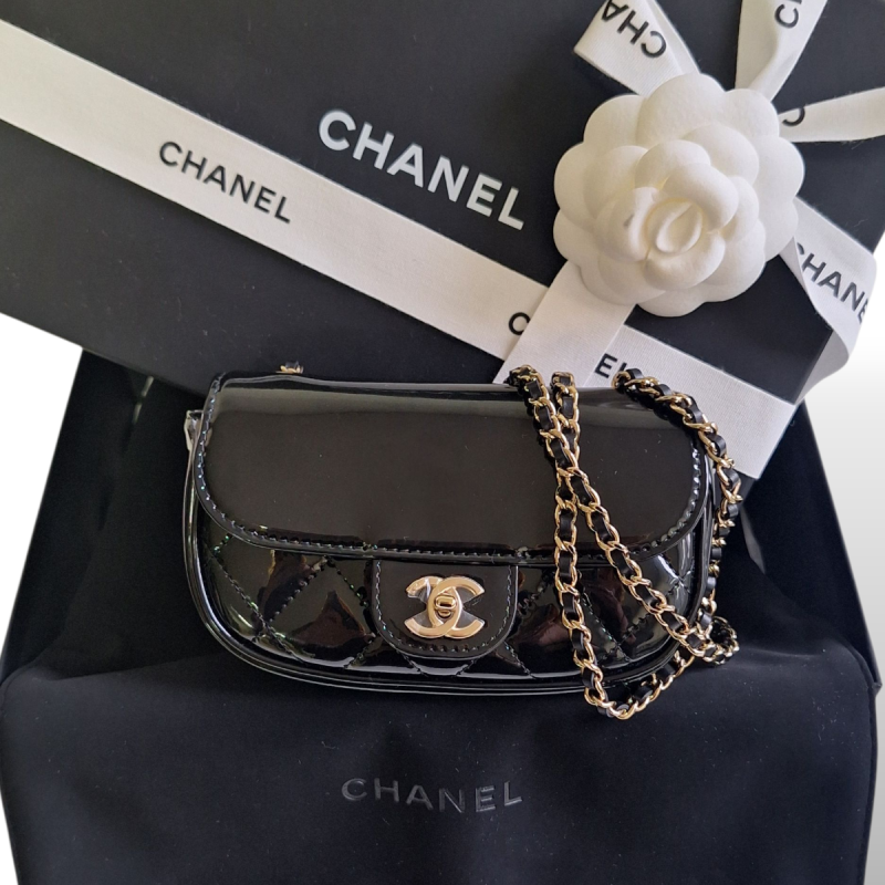 Bolsa Chanel Mini Verniz Preta 