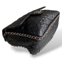 Bolsa Chanel Vintage Com Alça De Corrente Prata Bolsa Chanel Vintage Com Alça De Corrente Prata