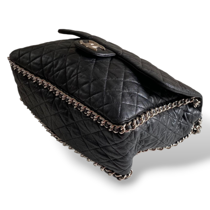 Bolsa Chanel Vintage Com Alça De Corrente Prata