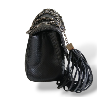 Bolsa Chanel Clássic Flap Média Python Preto