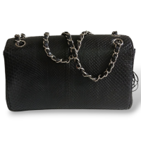 Bolsa Chanel Clássic Flap Média Python Preto