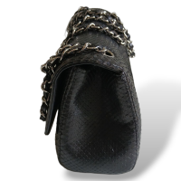 Bolsa Chanel Clássic Flap Média Python Preto