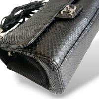 Bolsa Chanel Clássic Flap Média Python Preto