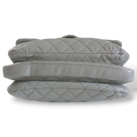 Bolsa Chanel Tiracolo Maxi Lambskin Cinza Ferragem Prata