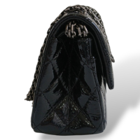 Bolsa Chanel Clássica 2.55 de Matelassê em Verniz Preta com ferragem grafite