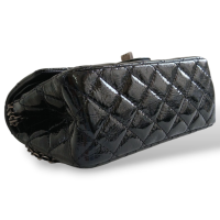 Bolsa Chanel Clássica 2.55 de Matelassê em Verniz Preta com ferragem grafite