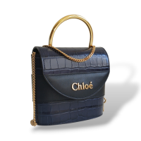 Bolsa Chloé Aby Lock Croco Marinho