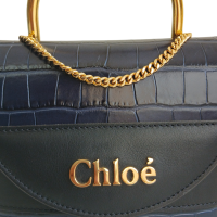 Bolsa Chloé Aby Lock Croco Marinho