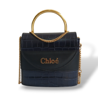 Bolsa Chloé Aby Lock Croco Marinho