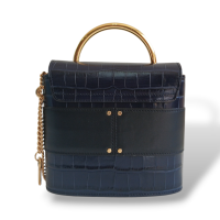 Bolsa Chloé Aby Lock Croco Marinho