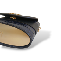 Bolsa Chloé Aby Lock Croco Marinho