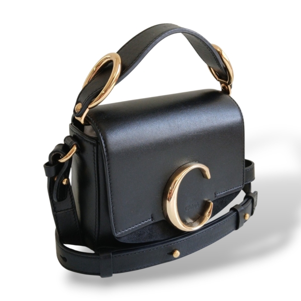Bolsa Chloé C Mini Preta em Couro