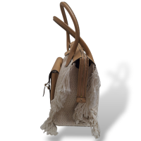 Mala de Mão Chloé Wool Knit Edith Off White com Caramelo