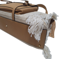 Mala de Mão Chloé Wool Knit Edith Off White com Caramelo