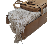 Mala de Mão Chloé Wool Knit Edith Off White com Caramelo