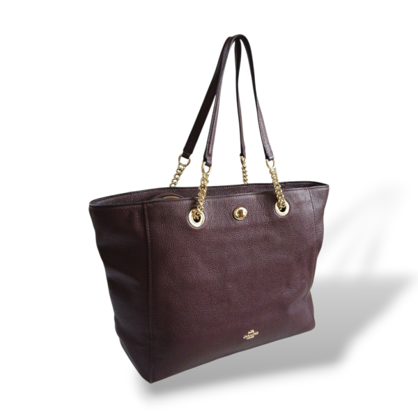 Bolsa Coach Turnlock Chain Vinho
