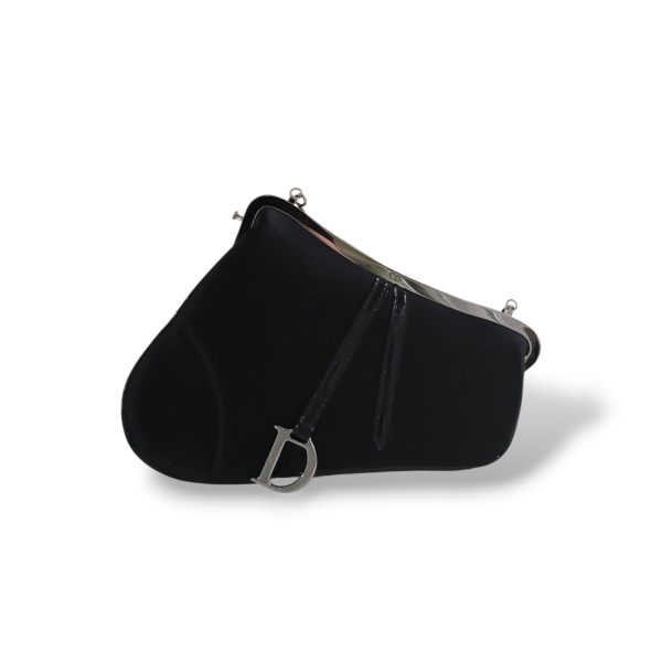 Bolsa Christian Dior Mini Saddle Cetim Preto