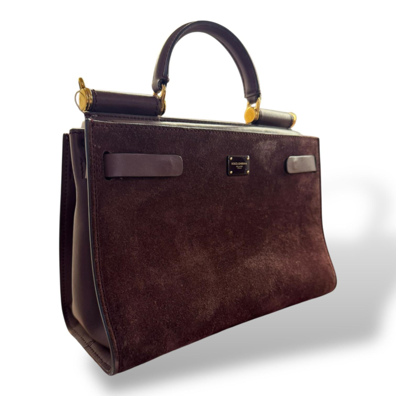 Bolsa Dolce Gabbana Sicily 62 Média Camurça Marrom