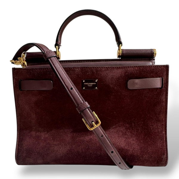 Bolsa Dolce Gabbana Sicily 62 Média Camurça Marrom