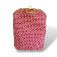 Bolsa Fendi Baguette Crochê Rosa