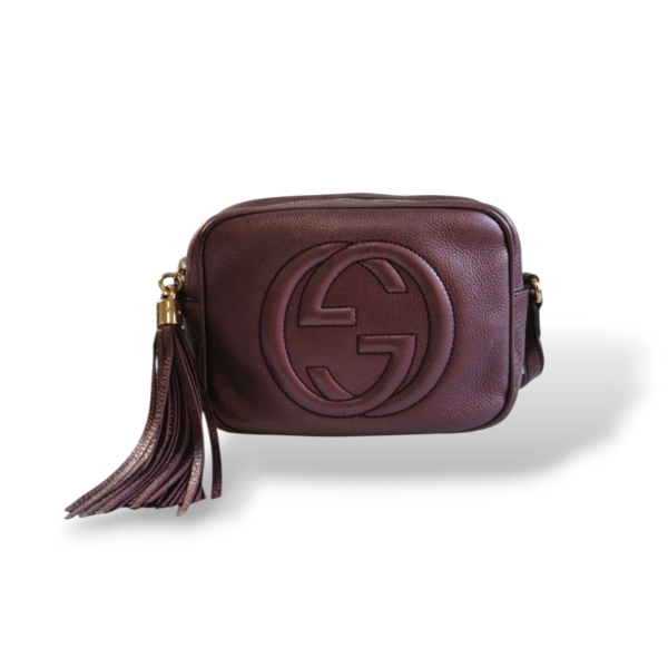 Bolsa Gucci Soho Disco Roxo Metalizado