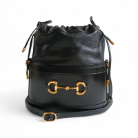 Bolsa Bucket Gucci Horsebit Preta 1955