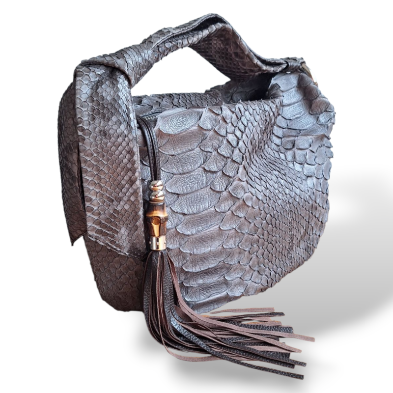 Bolsa Gucci Jungle de Couro Cinza Bamboo Hobo