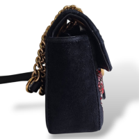Bolsa Gucci Marmont Small em Veludo Preto com Aplicações